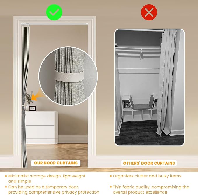 AJAZZ 100% Blackout Accordion Doors Interior Closet Curtain Doorway Curtains - Image 7