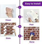 3D Peel and Stick Faux Brick Wall Panels 11.8" x 11.8" 10-Pack, Small - Image 6