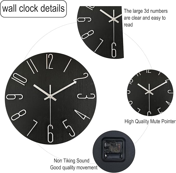 AIRUIFU Wall Clock 12 Inch Silent Non-Ticking Modern Clocks Battery Operated - Image 5