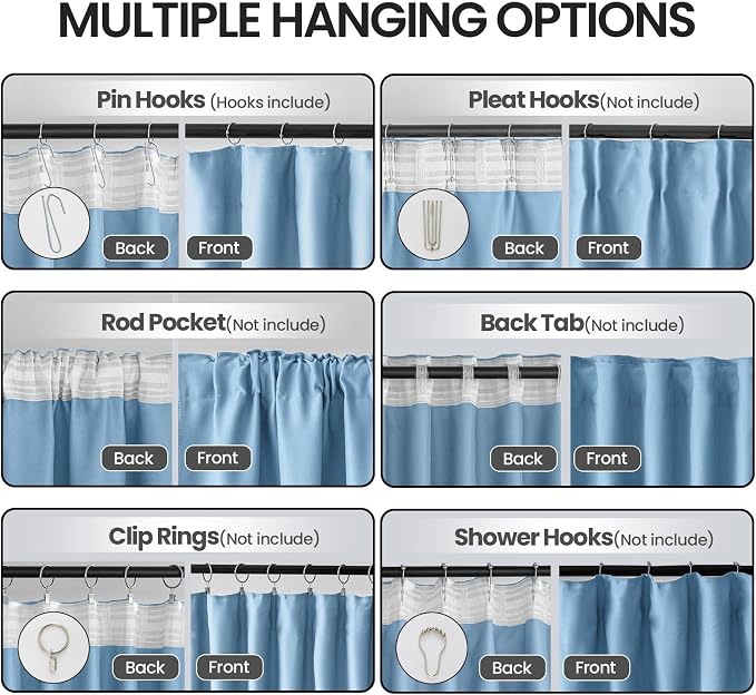Ceiling Pinch Pleated Blackout Drapes 52 x 108 Inch Length 2 Panels - Image 2