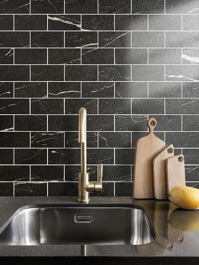 AULIGET 100 Piece Faux Stone Backsplash Peel and Stick PVC Tile, 3 Inch x 6 - Image 6