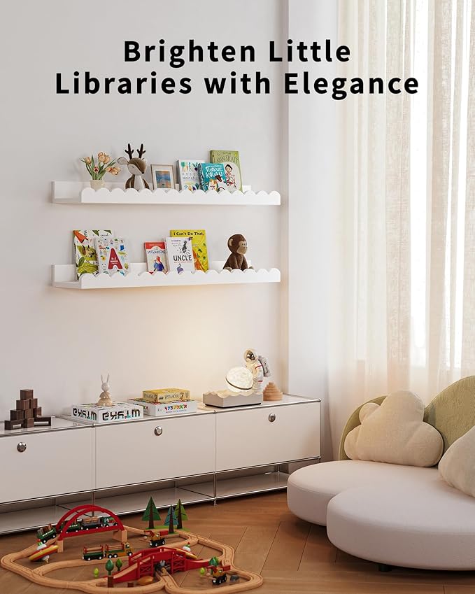 Shario Nursery Book Shelves, Scalloped Shelves, Wall Book Shelves - Image 5