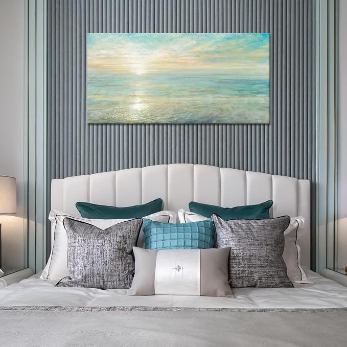Goldfoilart Beach Sunrise Pictures Ocean Wall Art Coastal Canvas Prints Sea - Image 8