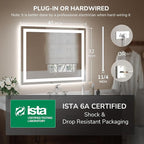USHOWER LED Bathroom Mirror 40x32 Inch Tempered Glass - Image 7