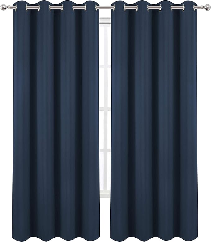 LEMOMO Navy Blue Blackout Curtains 52 x 84 inch/Set of 2 Curtain Panels Room - Image 2