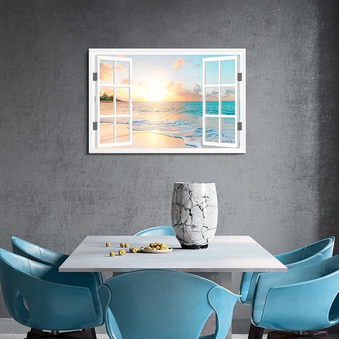 Goldfoilart Ocean Beach Sunset Canvas Wall Art - Image 4