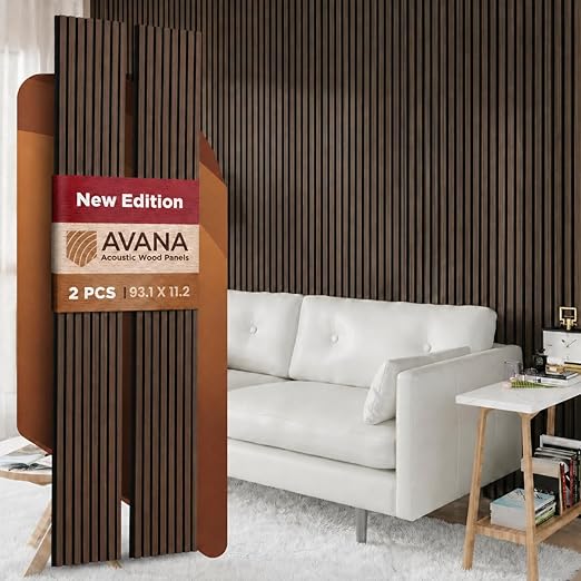 Avana Acoustic Wood Wall Panels –93.2x11.25 Inch Panels – Fits 94x12 Layout – by AvanaHome