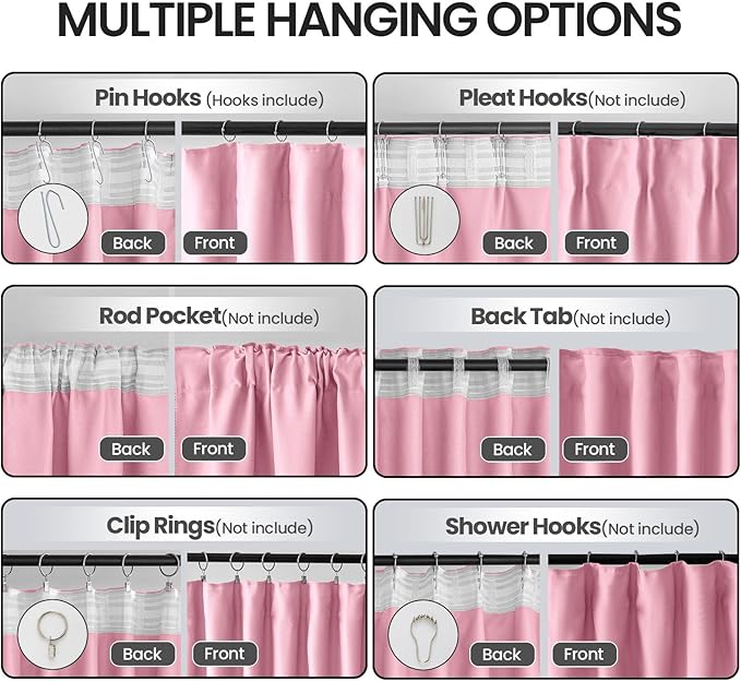 Baby Girl Pink Bedroom Decor Curtains 2 Panels Set - Image 2