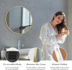 NEWBULIG Round Bathroom Mirror for Over Sink, 24 Inch Wall Mount Vanity Circle - Image 4