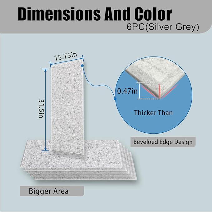 6 Pack Thickened Soundproof Wall Panels, 15.75" X 31.5" X 0.47" High Density - Image 4