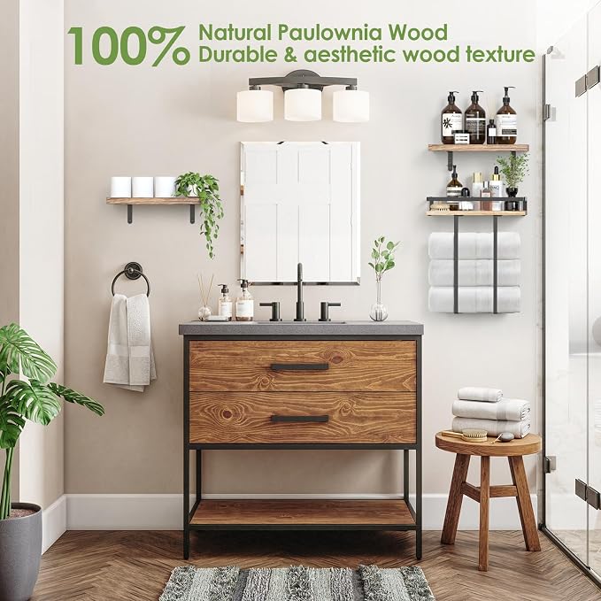 Towel Racks for Bathroom-Wall Mounted Floating Shelves for Wall Bathroom - Image 3