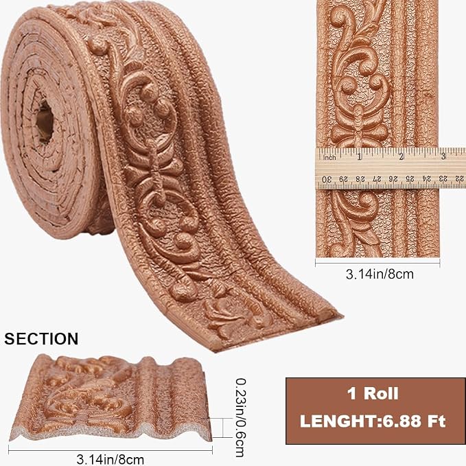 CRASPIRE 82.5 x 3 Inch Brown Crown Molding Peel and Stick Self Adhesive - Image 2