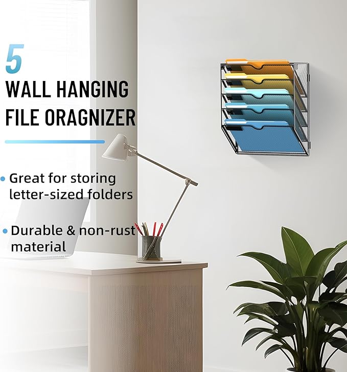 SUPEASY 5-Tier Wall File Holder Organizer - Image 2
