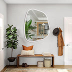 White Irregular Oval Wall Mirror Large 26"x18" Inches Asymmetrical Mirror - Image 5