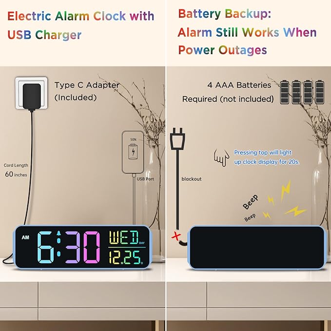 Peakeep Loud Digital Alarm Clock Large Display - Image 5