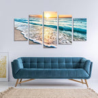 Goldfoilart 5 Pieces Beach Coastal Wall Art Sea Sunset Seascape Pictures Ocean - Image 7