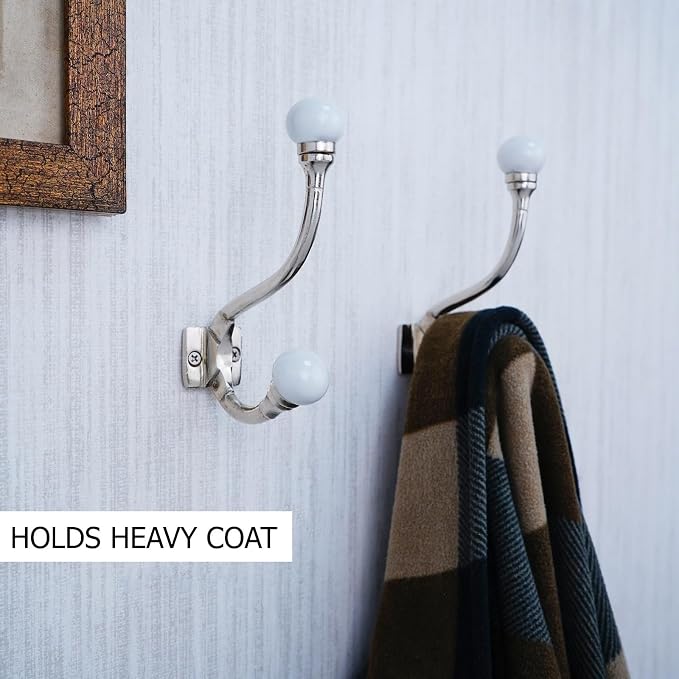Indian Shelf 6 Pieces Exclusive Ceramic Heavy Duty Decorative Double Wall Hooks - Image 2