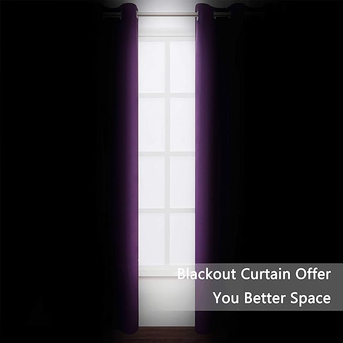 LEMOMO Purple Blackout Curtains 34 x 84 Inch Length/Set of 2 Curtain - Image 3