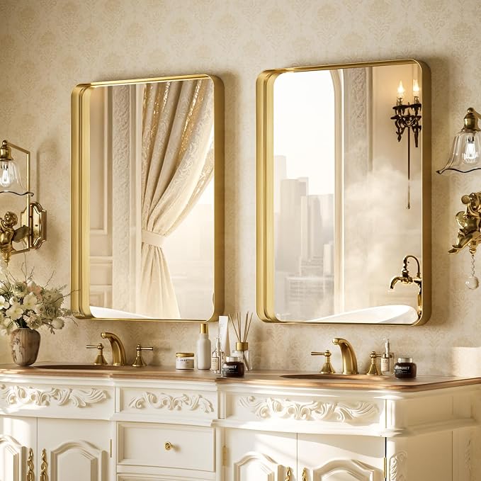 VooBang Bathroom Mirror 24x32 inch, Modern Round Corner Bathroom Vanity Mirror - Image 5