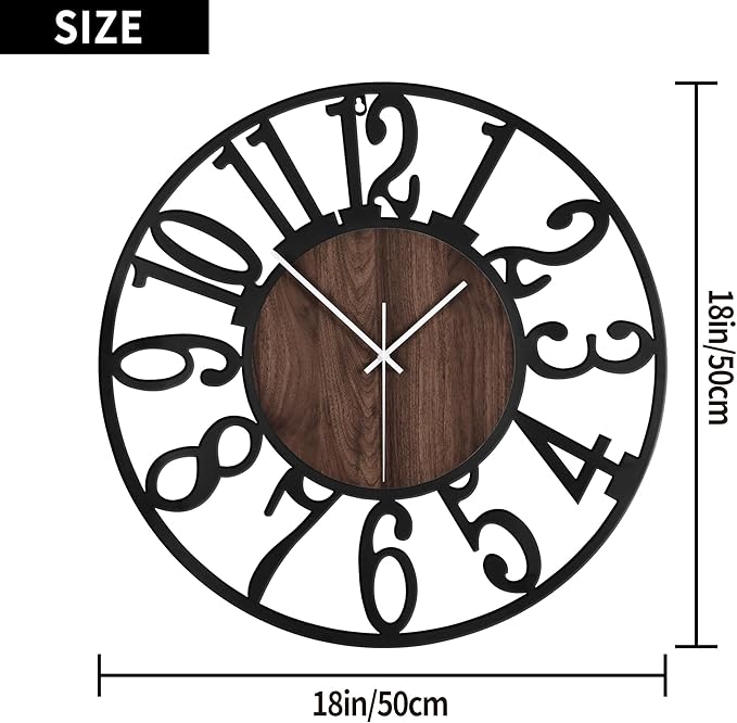 LEIKE Large Wall Clocks, Non Ticking, Battery Operated Big Retro Round Modern - Image 3