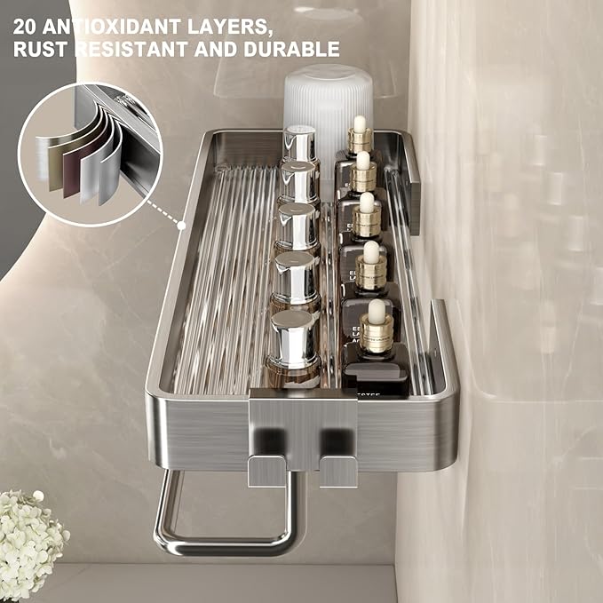 VOLPONE Stainless Steel Wall Mounted Bathroom Shelves - Image 4
