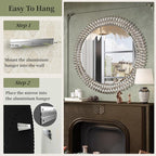 Kelly Miller 36" Large Round Jeweled Wall Mirror, Luxury Diamond Beveled - Image 7