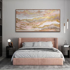 Abstract Pink Canvas Wall Art Framed Gold Abstract Line Artwork - Image 3