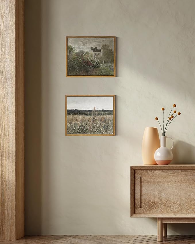InSimSea Framed Canvas Wall Art Vintage Decor, Wildflower Field Canvas Wall Art - Image 4