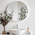 Oruii White Round Mirror, Circle Wall Mirrors Metal Frame, Circular Mirrors - Image 4
