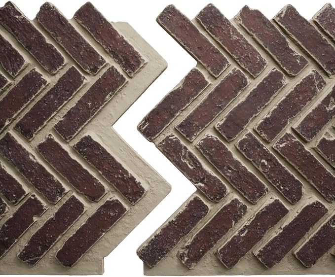 EverStone Herringbone Faux Brick Panel, 46 1/2"W x 25 1/4"H x 1"D, Merlot Color - Image 8