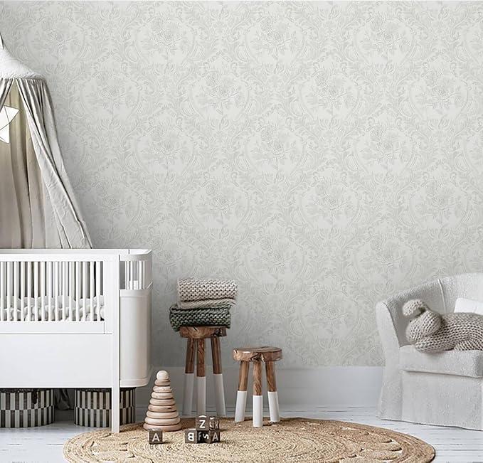 Ismoon Peel and Stick Wallpaper Vintage Floral Contact Paper Boho White and - Image 8