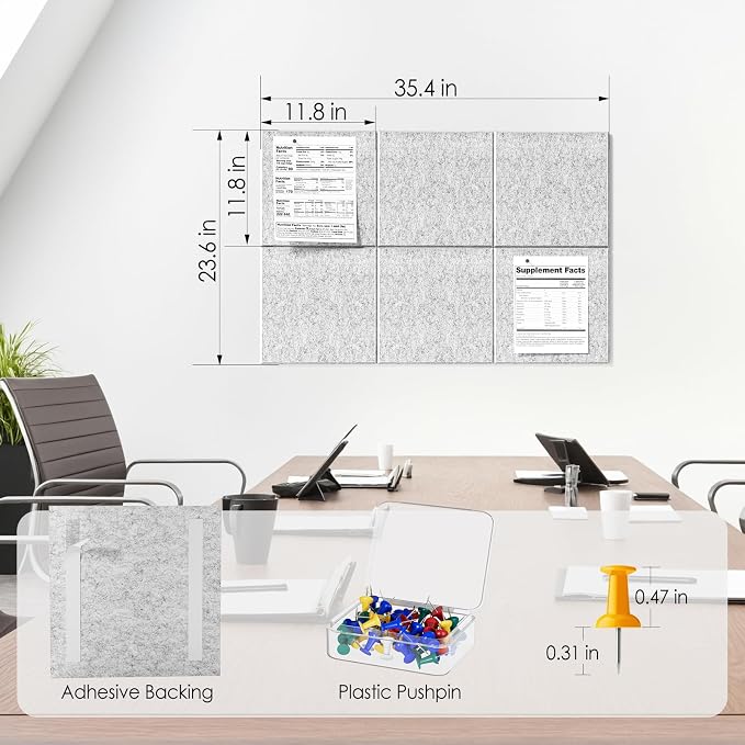 MaxGear Large Cork Board for Wall 36" x 24", Light Gray Bulletin Board - Image 4