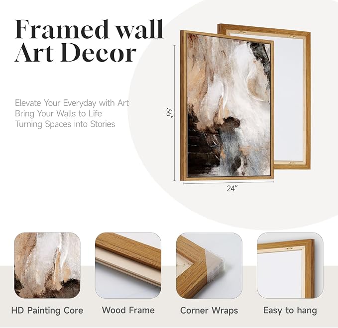 Large Framed Neutral Abstract Set of 2 Wall Art - Image 5