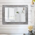 AAZZKANG Rustic Mirror Wood Framed Wall Mirrors Large 20"x16" Rectangle - Image 4