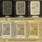 24''x36'' Gold Framed LED Bathroom Mirror - Image 2