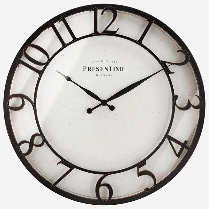 Presentime & Co 21" Farmhouse Series Wall Clock, Vintage Style, Retro Clock by Presentime