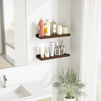 Love-KANKEI Floating Shelves Wall Mounted Set of 2, 17 Inch Rustic Wood Wall - Image 2