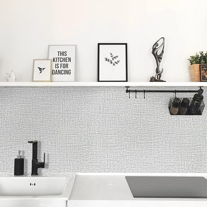 Grey Wallpaper Grasscloth Peel and Stick Wallpaper 17.7inchx393.7inch Textured - Image 3