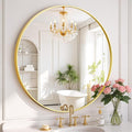 Round Wall Mirror 24 Inch Gold Vanity Mirror by SageNest