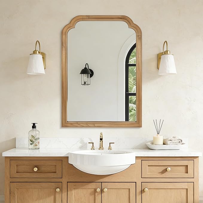 Wood Bathroom Mirror for Wall, 36 x 24 Inch Large Decorative Wall Mirror - Image 6
