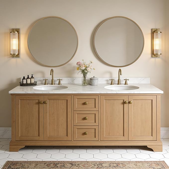WallBeyond Round Mirror with Wood Frame - Image 4