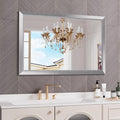 Amorho 48x32 Inch Bathroom Mirror Silver, Thick Metal Framed Wall Mirrors by Amorho