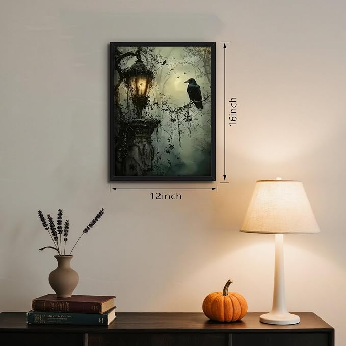 Gothic Decor Framed Wall Art, Vintage Dark Academia Canvas Prints, Horror - Image 3