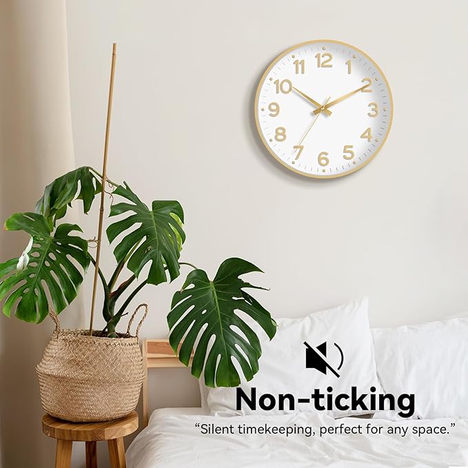 Roymnie Wall Clock, 10 Inch Silent Wall Clocks Battery Operated-Modern Non - Image 4