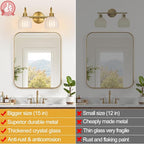 2-Light Bathroom Vanity Light, Brushed Gold Bathroom Light Fixtures - Image 4