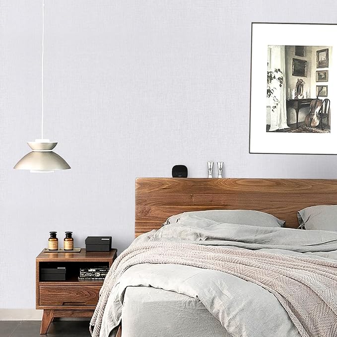 White Wallpaper Grasscloth Peel and Stick Wallpaper 15.7"x 196" Fabric Contact - Image 2