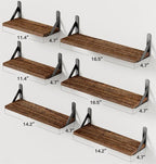 AMADA HOMEFURNISHING Wall Shelves Set of 6, Rustic Farmhouse Floating Shelves - Image 3