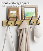 Optish Coat Rack Wall Mount, 16.5 Inches Wood Coat Hooks Wall Mount, Wall Coat - Image 3