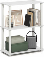 Furinno Turn-S-Tube Storage Shelves, 3-Tier Book Shelf, Corner Shelf, Toolless - Image 3