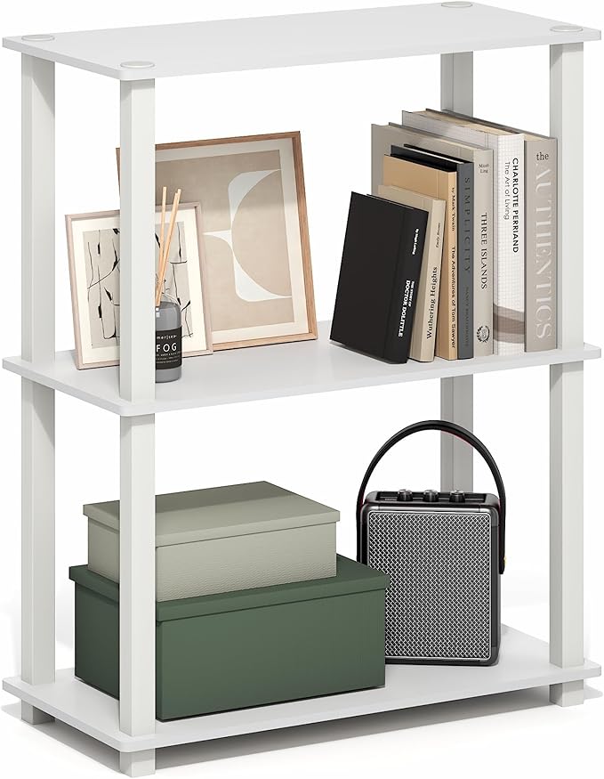 Furinno Turn-S-Tube Storage Shelves, 3-Tier Book Shelf, Corner Shelf, Toolless - Image 3